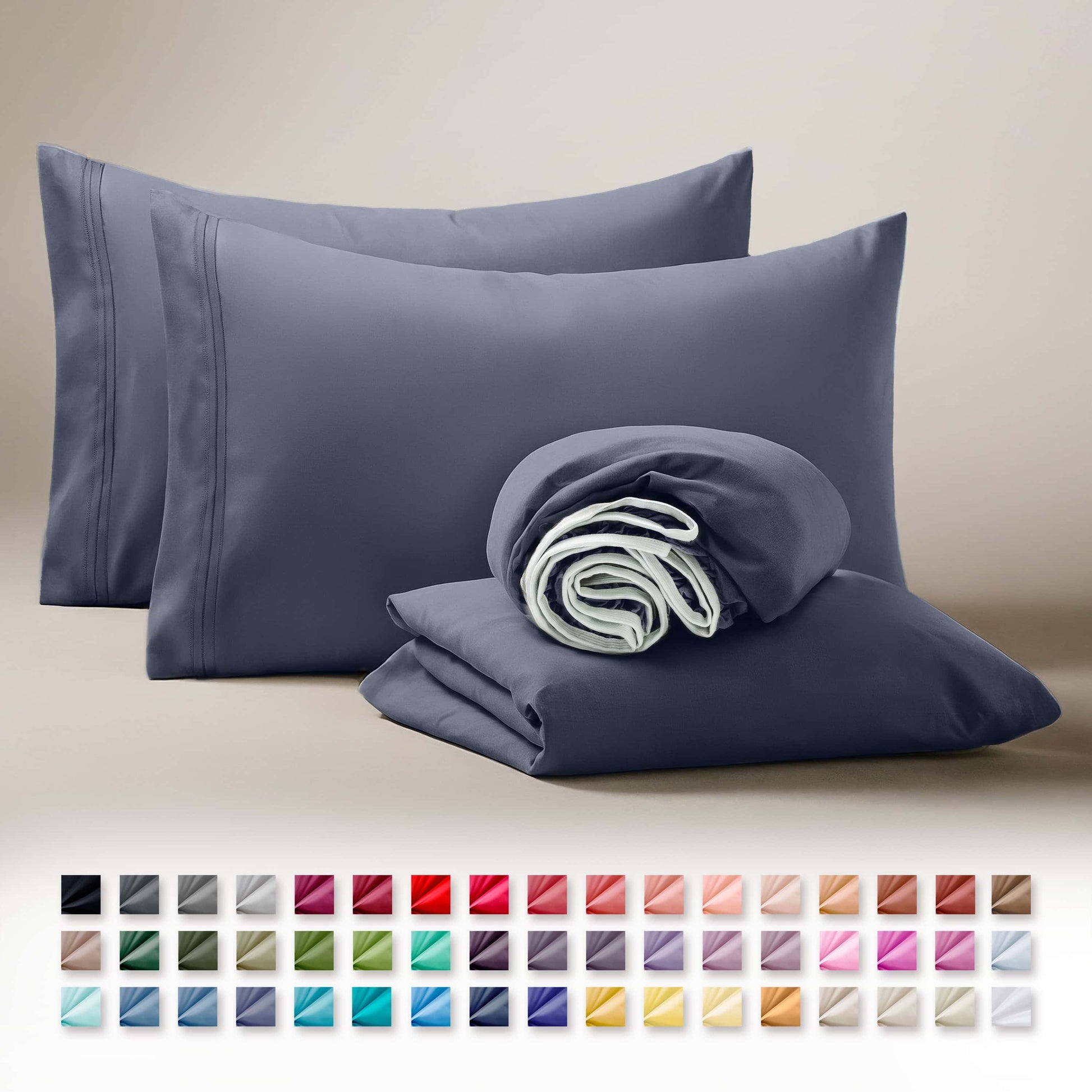 California King Sheets Set, Hotel Luxury 4 Piece Deep Pocket Sheets, Ultra Soft Microfiber Bed Sheets Set, Gray
