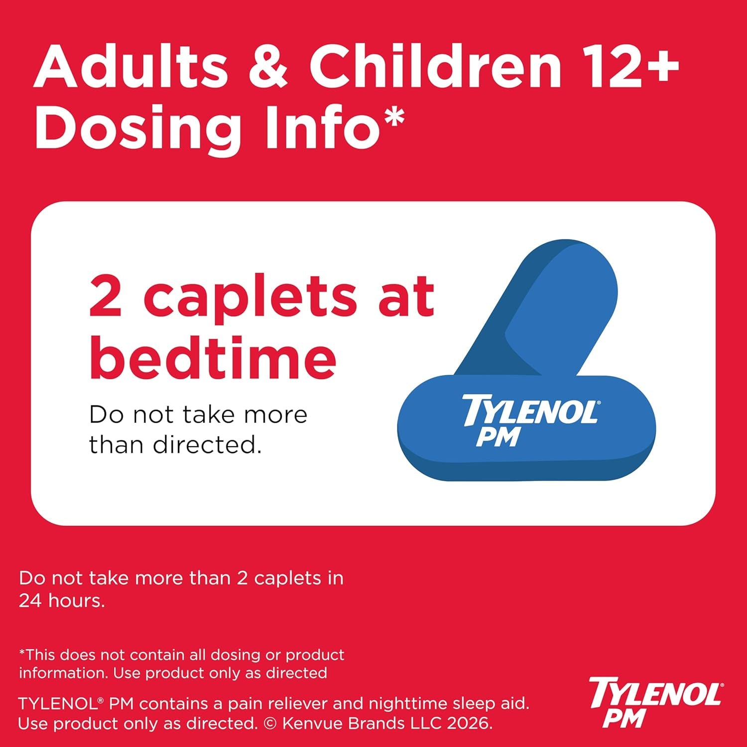 Tylenol PM Extra Strength Nighttime Pain Relief and Sleep Aid Caplets, Fast, Strong, Diphenhydramine Hcl, Acetaminophen, Non‑Habit Forming, 150 Count Size